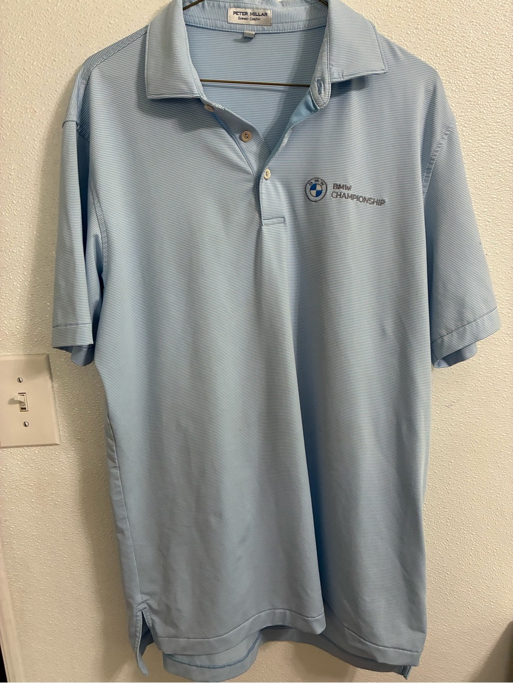 Peter Millar Light Blue BMW Lisle Championship Polo Shirt NWOT Size M